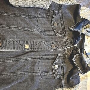 Jean Jacket Black, Hooded, size M, Junior